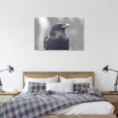 Zwart-wit Raven Portret Canvas Afdruk (Insitu (Slaapkamer))