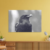 Zwart-wit Raven Portret Canvas Afdruk (Insitu (Woonkamer))