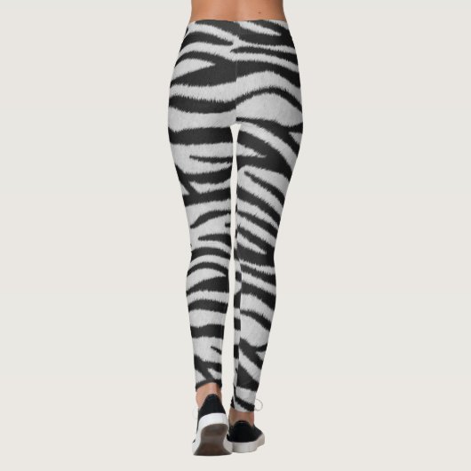 Zwart-wit Realistisch Zebra Bont Textuur Leggings (Achterkant)