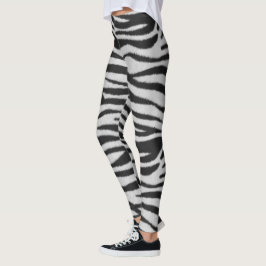 Zwart-wit Realistisch Zebra Bont Textuur Leggings