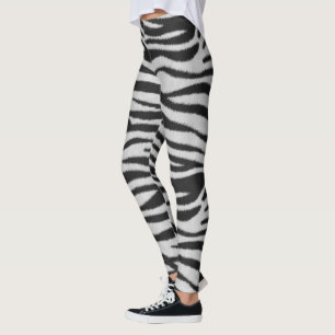 Zwart-wit Realistisch Zebra Bont Textuur Leggings