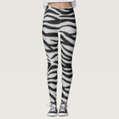 Zwart-wit Realistisch Zebra Bont Textuur Leggings (Voorkant)