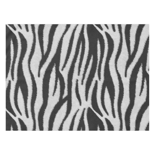 Zwart-wit Realistisch Zebra Bont Textuur Tafelkleed (Voorkant (Horizontaal))