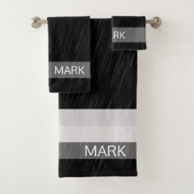Zwart-wit regenpatroon, met monogram