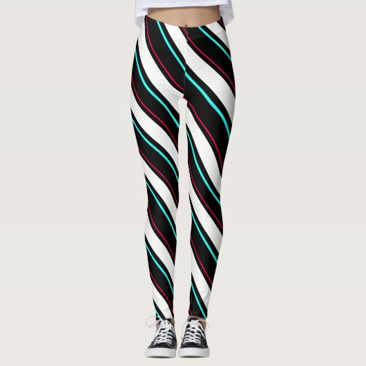 Zwart-wit Regimental Stripes Leggings (Voorkant)