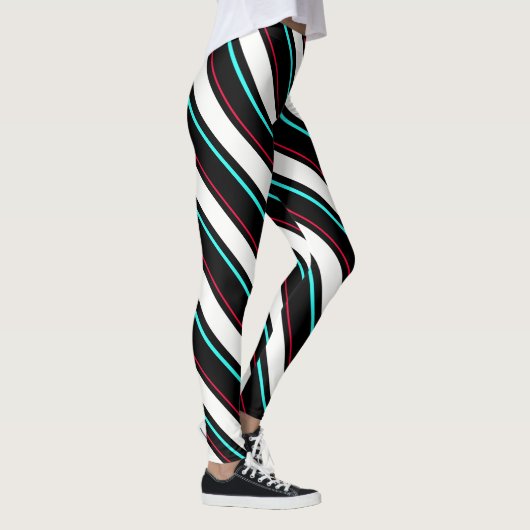 Zwart-wit Regimental Stripes Leggings (Rechts)