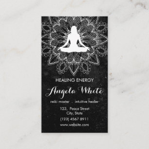 Zwart-wit Reiki Master Healer Yoga Instructeur Visitekaartje