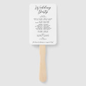 Zwart Wit Reisschema Huwelijksceremonie Programma Handwaaier (Achterkant)
