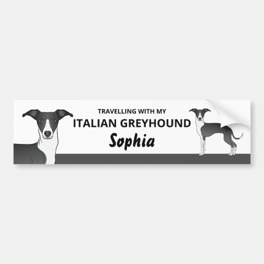 Zwart-wit - reizen met mijn onhandige hond bumpersticker (Voorkant)