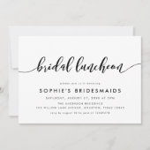 Zwart-wit Relax Script Bridal Luncheon Kaart (Voorkant)