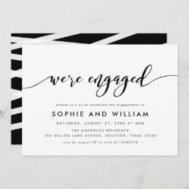 Zwart-wit Relax Script Engagement Party Kaart
