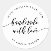 Zwart-wit Relax Script Handgemaakt met liefde Ronde Sticker (Voorkant)