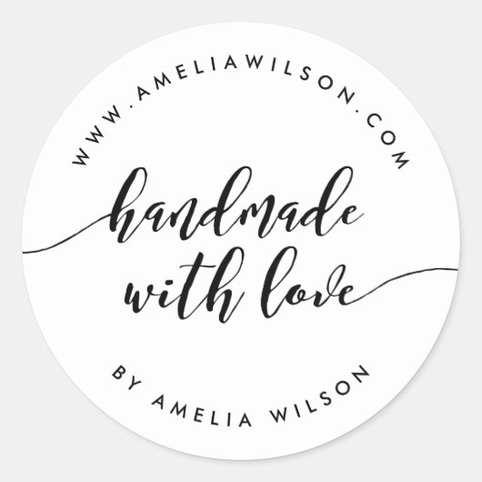 Zwart-wit Relax Script Handgemaakt met liefde Ronde Sticker (Voorkant)