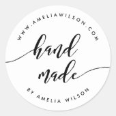 Zwart-wit Relax Script Handgemaakt Ronde Sticker (Voorkant)