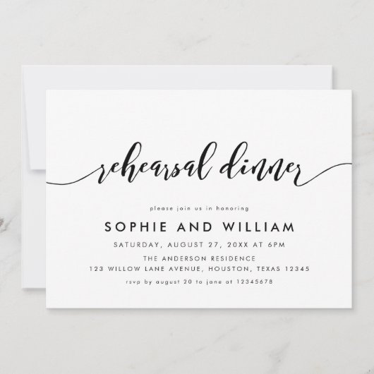 Zwart-wit Relax Script repetitie diner Kaart (Voorkant)