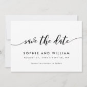 Zwart-wit Relax Script Save the Date Kaart (Voorkant)