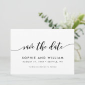 Zwart-wit Relax Script Save the Date Kaart (Staand voorkant)