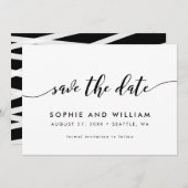 Zwart-wit Relax Script Save the Date Kaart (Voorkant / Achterkant)