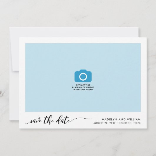 Zwart-wit Relax Script Sla de datumfoto op Save The Date (Voorkant)