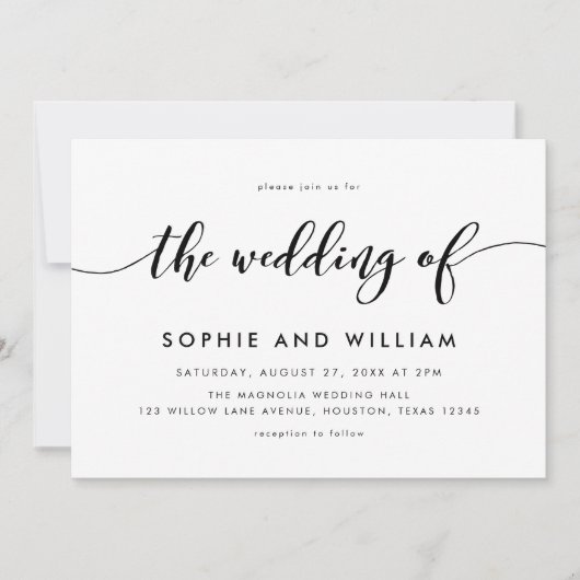 Zwart-wit Relax Script Wedding Kaart (Voorkant)