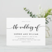 Zwart-wit Relax Script Wedding Kaart (Staand voorkant)