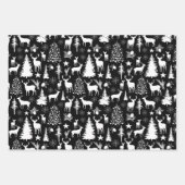 Zwart-wit rendier bossen modern inpakpapier vel (Voorkant 3)