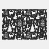 Zwart-wit rendier bossen modern inpakpapier vel (Voorkant 2)