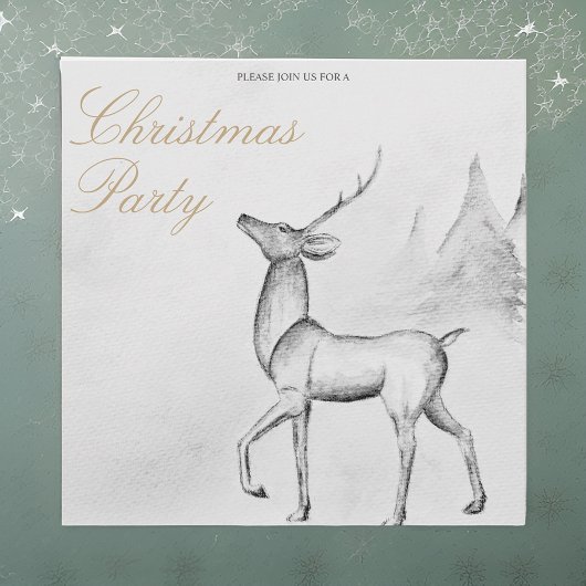Zwart-Wit Rendier Kerstvakantie Feest Kaart