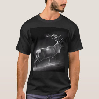 Zwart-wit rendiertekening t-shirt
