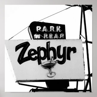 Zwart-wit Reno Bar Martini Sign Poster