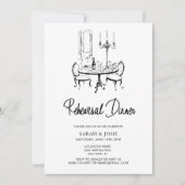 zwart-wit repetitie diner bruiloft kaart (Voorkant)