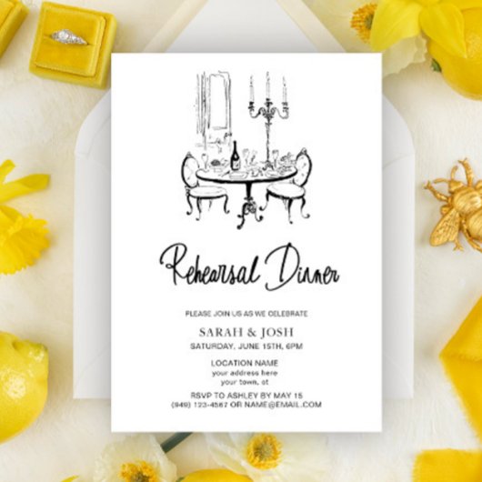 zwart-wit repetitie diner bruiloft kaart