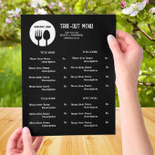 Zwart, Wit Restaurant Afhaalmenu met QR-code Flyer