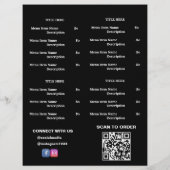Zwart, Wit Restaurant Afhaalmenu met QR-code Flyer (Achterkant)