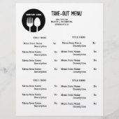 Zwart, Wit Restaurant Afhaalmenu met QR-code Flyer (Voorkant)