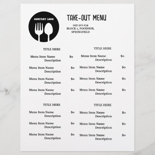 Zwart, Wit Restaurant Afhaalmenu met QR-code Flyer (Voorkant)