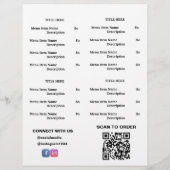 Zwart, Wit Restaurant Afhaalmenu met QR-code Flyer (Achterkant)