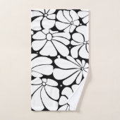 Zwart-wit Retro 70s Bloem Grafisch Ontwerp Bad Handdoek (Handdoek)