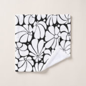 Zwart-wit Retro 70s Bloem Grafisch Ontwerp Bad Handdoek (Wasdoekje)