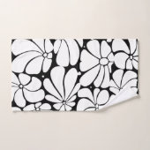 Zwart-wit Retro 70s Bloem Grafisch Ontwerp Bad Handdoek (Handdoek)