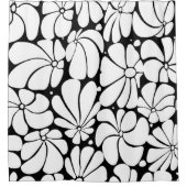 Zwart-wit Retro 70s Bloem Grafisch Ontwerp Douchegordijn (Voorkant)
