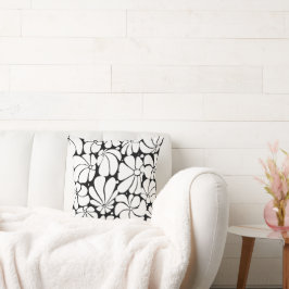 Zwart-wit Retro 70s Bloem Grafisch Ontwerp Kussen