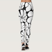 Zwart-wit Retro 70s Bloem Grafisch Ontwerp Leggings (Achterkant)