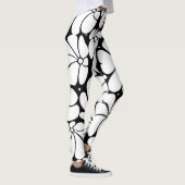 Zwart-wit Retro 70s Bloem Grafisch Ontwerp Leggings (Rechts)