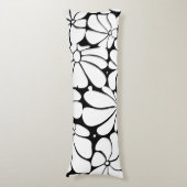 Zwart-wit Retro 70s Bloem Grafisch Ontwerp Lichaamskussen (Voorkant Verticaal)