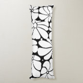 Zwart-wit Retro 70s Bloem Grafisch Ontwerp Lichaamskussen (Achterkant (Verticaal))