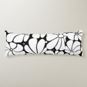 Zwart-wit Retro 70s Bloem Grafisch Ontwerp Lichaamskussen (Voorkant)