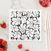 Zwart-wit Retro 70s Bloem Grafisch Ontwerp Servet (Insitu)