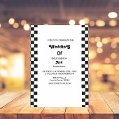 zwart-wit retro 70s bruiloft kaart