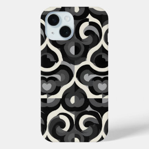 Zwart-wit Retro Abstract Patroon iPhone 15 Case